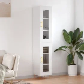 Aparador alto madera contrachapada blanco brillo 34,5x34x180 cm de vidaXL, Aparadores - Ref: Foro24-3199419, Precio: 106,48 €...
