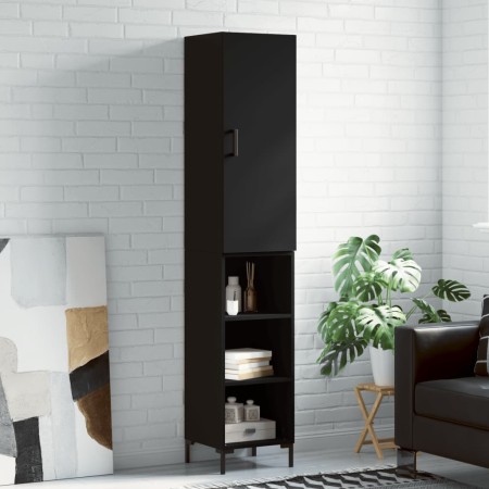 Aparador de madera contrachapada negro 34,5x34x180 cm de vidaXL, Aparadores - Ref: Foro24-3198978, Precio: 93,67 €, Descuento: %