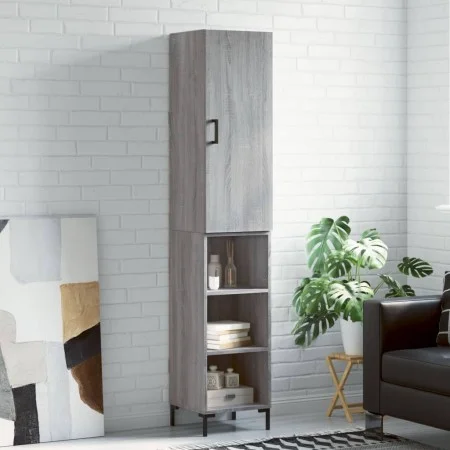 Tall Sonoma gray plywood sideboard 34.5x34x180 cm by vidaXL, Sideboards - Ref: Foro24-3198983, Price: 87,65 €, Discount: %