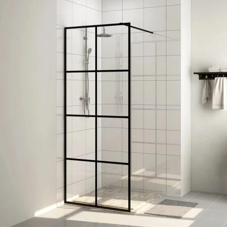 Accessible shower screen clear ESG glass black 80x195 cm by vidaXL, Shower walls and screens - Ref: Foro24-151033, Price: 171...