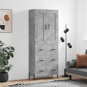 Aparador alto madera contrachapada gris hormigón 69,5x34x180 cm de vidaXL, Aparadores - Ref: Foro24-3199757, Precio: 171,51 €...