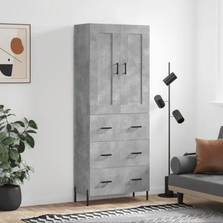 Aparador alto madera contrachapada gris hormigón 69,5x34x180 cm de vidaXL, Aparadores - Ref: Foro24-3199757, Precio: 169,42 €...
