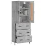 Aparador alto madera contrachapada gris hormigón 69,5x34x180 cm de vidaXL, Aparadores - Ref: Foro24-3199757, Precio: 169,42 €...
