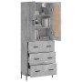 Aparador alto madera contrachapada gris hormigón 69,5x34x180 cm de vidaXL, Aparadores - Ref: Foro24-3199757, Precio: 171,51 €...