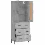Aparador alto madera contrachapada gris hormigón 69,5x34x180 cm de vidaXL, Aparadores - Ref: Foro24-3199757, Precio: 169,42 €...
