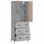 Aparador alto madera contrachapada gris hormigón 69,5x34x180 cm de vidaXL, Aparadores - Ref: Foro24-3199757, Precio: 171,51 €...
