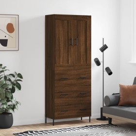 Aparador alto madera contrachapada marrón roble 69,5x34x180 cm de vidaXL, Aparadores - Ref: Foro24-3199760, Precio: 181,66 €,...