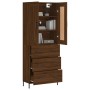 Aparador alto madera contrachapada marrón roble 69,5x34x180 cm de vidaXL, Aparadores - Ref: Foro24-3199760, Precio: 181,66 €,...