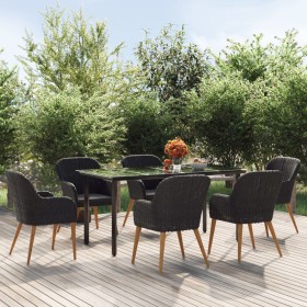 Juego de comedor de jardín 7 piezas con cojines negro en Conjuntos de jardín | Comprar online en Foru.es