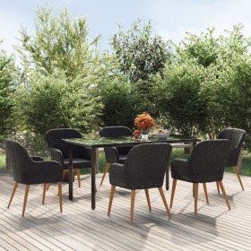 Juego de comedor de jardín 7 piezas con cojines negro en Conjuntos de jardín | Comprar online en Foru.es