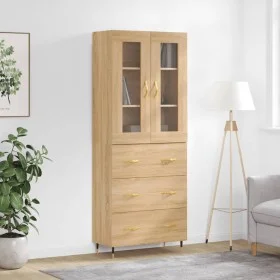 High oak-colored plywood sideboard 69.5x34x180 cm by vidaXL, Sideboards - Ref: Foro24-3198388, Price: 171,44 €, Discount: %