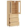 Aparador alto madera contrachapada color roble 69,5x34x180 cm de vidaXL, Aparadores - Ref: Foro24-3198388, Precio: 173,31 €, ...