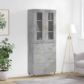 Aparador alto madera contrachapada gris hormigón 69,5x34x180 cm by vidaXL, Sideboards - Ref: Foro24-3198389, Price: 170,74 €,...