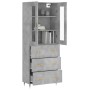 Aparador alto madera contrachapada gris hormigón 69,5x34x180 cm de vidaXL, Aparadores - Ref: Foro24-3198389, Precio: 173,03 €...