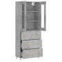 Aparador alto madera contrachapada gris hormigón 69,5x34x180 cm de vidaXL, Aparadores - Ref: Foro24-3198389, Precio: 173,03 €...