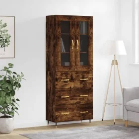 Tall smoked oak plywood sideboard 69.5x34x180 cm by vidaXL, Sideboards - Ref: Foro24-3198390, Price: 176,27 €, Discount: %