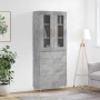 Aparador alto madera contrachapada gris hormigón 69,5x34x180 cm de vidaXL, Aparadores - Ref: Foro24-3198397, Precio: 175,58 €...