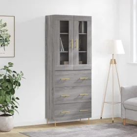 Aparador alto madera contrachapada gris sonoma 69,5x34x180 cm de vidaXL, Aparadores - Ref: Foro24-3198399, Precio: 177,66 €, ...