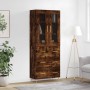 Aparador alto madera contrachapada roble ahumado 69,5x34x180 cm de vidaXL, Aparadores - Ref: Foro24-3198398, Precio: 180,36 €...