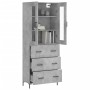 Aparador alto madera contrachapada gris hormigón 69,5x34x180 cm de vidaXL, Aparadores - Ref: Foro24-3198405, Precio: 181,42 €...