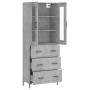 Aparador alto madera contrachapada gris hormigón 69,5x34x180 cm de vidaXL, Aparadores - Ref: Foro24-3198405, Precio: 181,42 €...