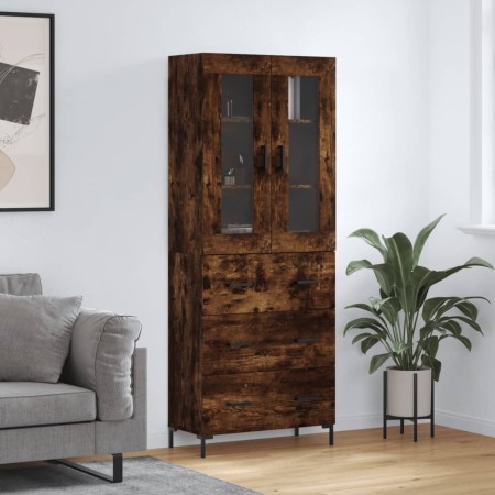 Aparador alto madera contrachapada roble ahumado 69,5x34x180 cm de vidaXL, Aparadores - Ref: Foro24-3198406, Precio: 179,39 €...