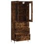 Aparador alto madera contrachapada roble ahumado 69,5x34x180 cm de vidaXL, Aparadores - Ref: Foro24-3198406, Precio: 179,39 €...