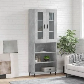Aparador alto madera contrachapada gris hormigón 69,5x34x180 cm de vidaXL, Aparadores - Ref: Foro24-3198741, Precio: 124,78 €...