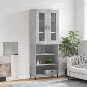 Aparador alto madera contrachapada gris hormigón 69,5x34x180 cm de vidaXL, Aparadores - Ref: Foro24-3198741, Precio: 126,03 €...
