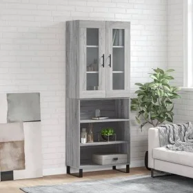 Aparador alto madera contrachapada gris sonoma 69,5x34x180 cm de vidaXL, Aparadores - Ref: Foro24-3198751, Precio: 130,11 €, ...