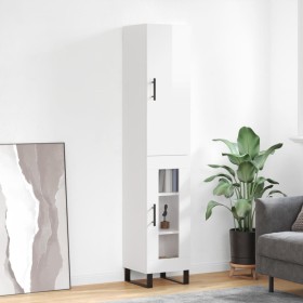 Aparador alto madera contrachapada blanco brillo 34,5x34x180 cm de vidaXL, Aparadores - Ref: Foro24-3199067, Precio: 117,42 €...