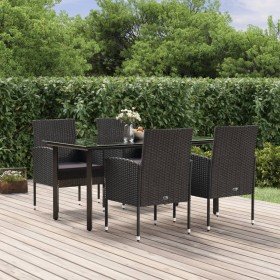 Set de muebles jardín 5 pzas con cojines ratán sintético negro en Conjuntos de jardín | Comprar online en Foru.es