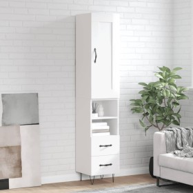 Aparador alto madera contrachapada blanco brillo 34,5x34x180 cm de vidaXL, Aparadores - Ref: Foro24-3200291, Precio: 112,47 €...