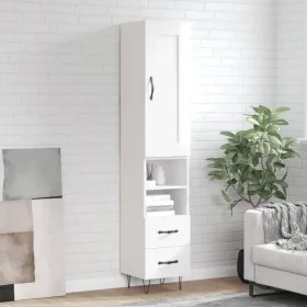 Aparador alto madera contrachapada blanco brillo 34,5x34x180 cm de vidaXL, Aparadores - Ref: Foro24-3200291, Precio: 111,13 €...