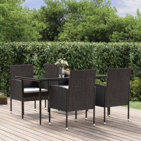 Set de muebles jardín 5 pzas con cojines ratán sintético negro en Conjuntos de jardín | Comprar online en Foru.es