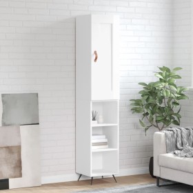 Aparador alto madera contrachapada blanco brillo 34,5x34x180 cm de vidaXL, Aparadores - Ref: Foro24-3200299, Precio: 96,76 €,...