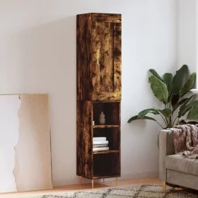 Aparador de madera contrachapada roble ahumado 34,5x34x180 cm de vidaXL, Aparadores - Ref: Foro24-3200318, Precio: 86,53 €, D...