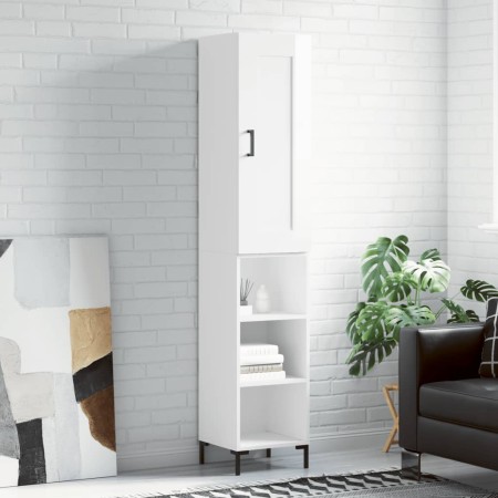 Aparador alto madera contrachapada blanco brillo 34,5x34x180 cm de vidaXL, Aparadores - Ref: Foro24-3200323, Precio: 99,73 €,...