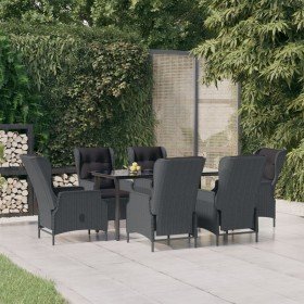 Set de comedor para jardín 7 piezas ratán sintético gris oscuro en Conjuntos de jardín | Comprar online en Foru.es