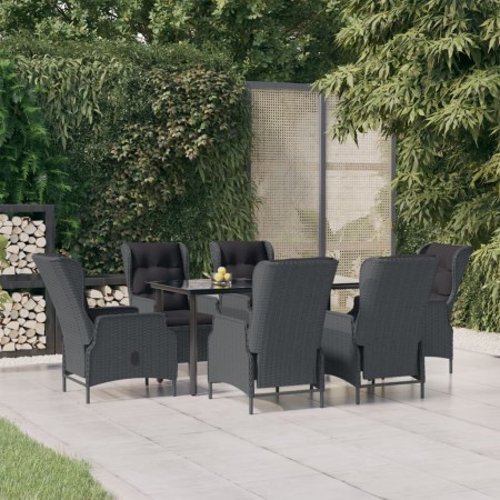 Set de comedor para jardín 7 piezas ratán sintético gris oscuro en Conjuntos de jardín | Comprar online en Foru.es