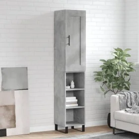 Aparador de madera contrachapada gris hormigón 34,5x34x180 cm von vidaXL, Sideboards - Ref: Foro24-3200349, Preis: 90,88 €, R...