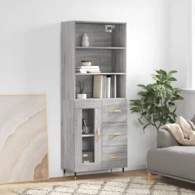 Aparador alto madera contrachapada gris sonoma 69,5x34x180 cm de vidaXL, Aparadores - Ref: Foro24-3189491, Precio: 146,71 €, ...