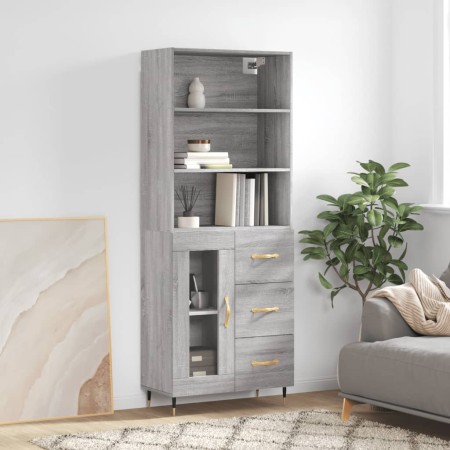 Aparador alto madera contrachapada gris sonoma 69,5x34x180 cm de vidaXL, Aparadores - Ref: Foro24-3189491, Precio: 155,85 €, ...