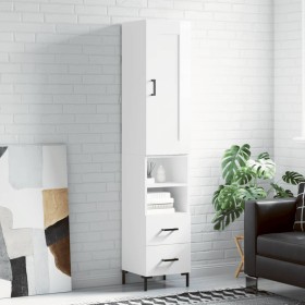 Aparador alto madera contrachapada blanco brillo 34,5x34x180 cm de vidaXL, Aparadores - Ref: Foro24-3200259, Precio: 120,14 €...
