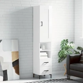 Aparador alto madera contrachapada blanco brillo 34,5x34x180 cm de vidaXL, Aparadores - Ref: Foro24-3200259, Precio: 118,51 €...