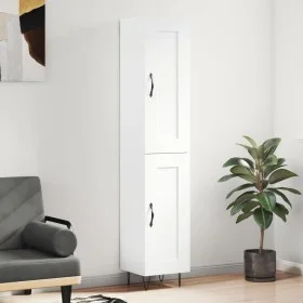 Aparador alto madera contrachapada blanco brillo 34,5x34x180 cm de vidaXL, Aparadores - Ref: Foro24-3200483, Precio: 103,43 €...
