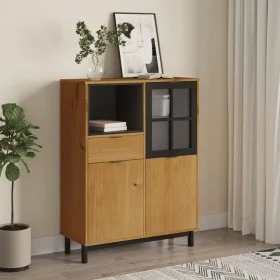 Aparador alto con puerta vidrio FLAM madera pino 92x40x122,5 cm de vidaXL, Aparadores - Ref: Foro24-357829, Precio: 239,36 €,...