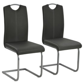 Sillas de comedor voladizas 2 unidades cuero sintético gris de vidaXL, Sillas de comedor - Ref: Foro24-246191, Precio: 158,91...