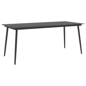 Garden dining table steel and black glass 190x90x74 cm by vidaXL, Garden tables - Ref: Foro24-313116, Price: 212,73 €, Discou...
