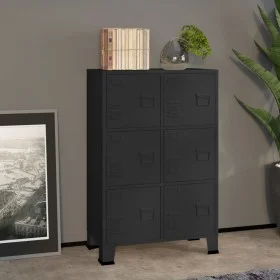 Baúl de almacenaje industrial metal negro 75x40x115 cm de vidaXL, Baúles de almacenamiento - Ref: Foro24-339628, Precio: 162,...